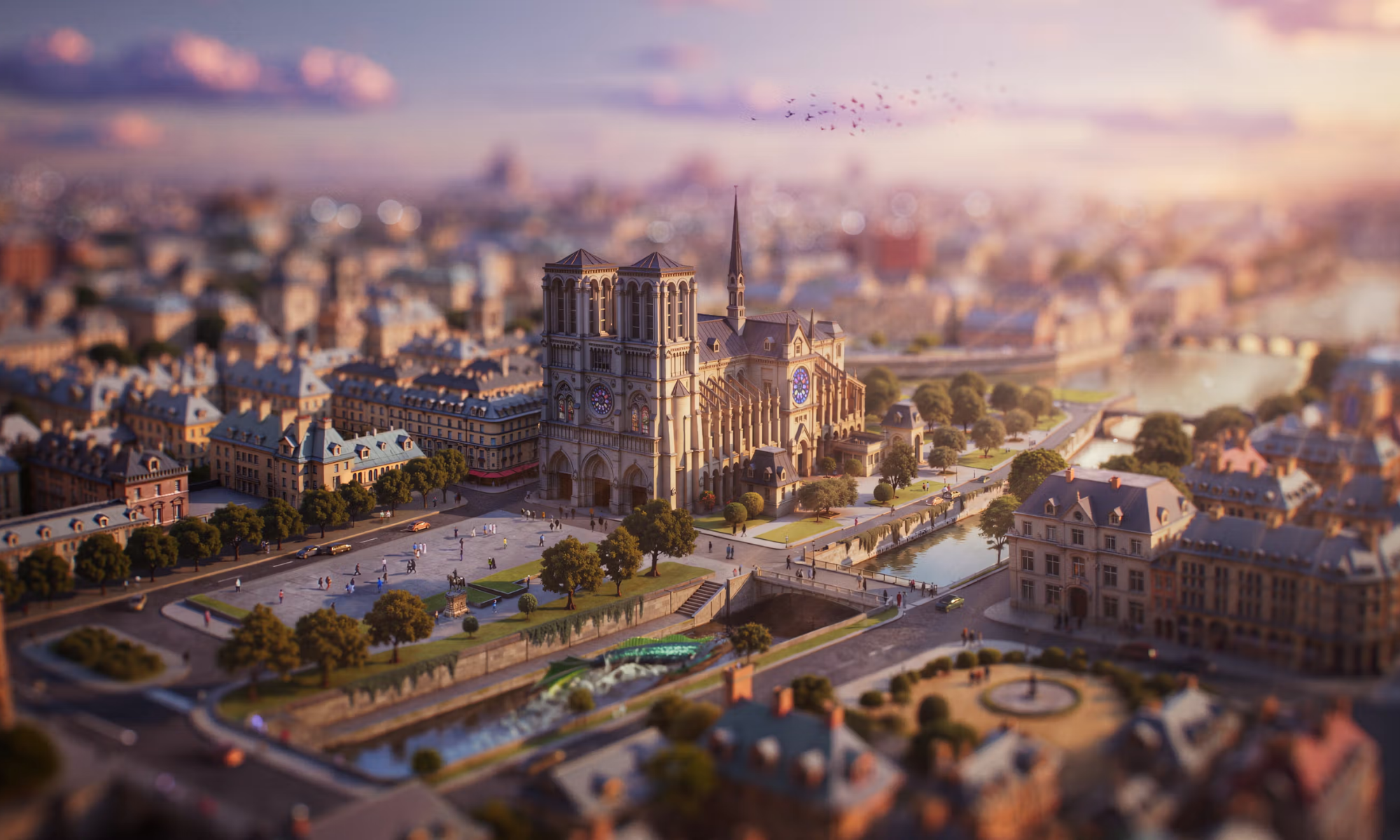 Parisian street at dusk
